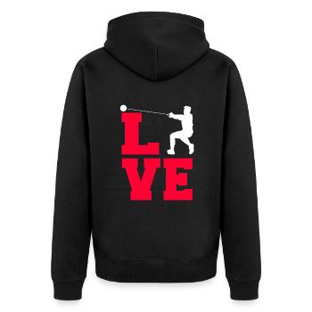 Hammer throw - Unisex Premium Organic Zip Hoodie - black - Back - Nico (187cm)