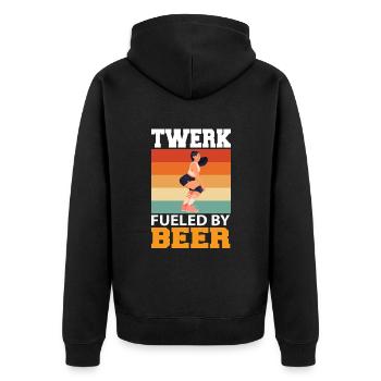 Twerk chauffé à la bière - Veste à capuche bio Premium Unisexe - noir - Dos - Nico (187cm)