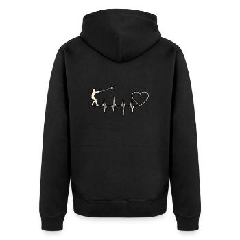 Hammer-throwing heartbeat - Unisex Premium Organic Zip Hoodie - black - Back - Nico (187cm)