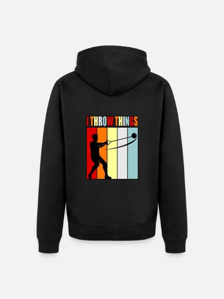 I throw things hammer throw - Unisex Premium Organic Zip Hoodie - black