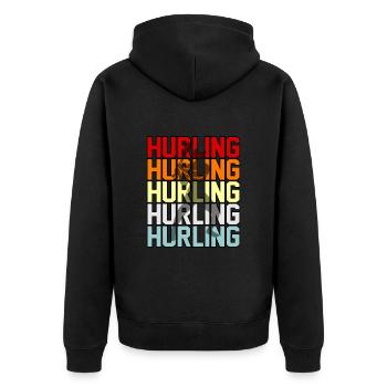 Retro-sport Schleudern - Unisex Premium Bio Zip Hoodie - Schwarz - Hinten - Nico (187cm)