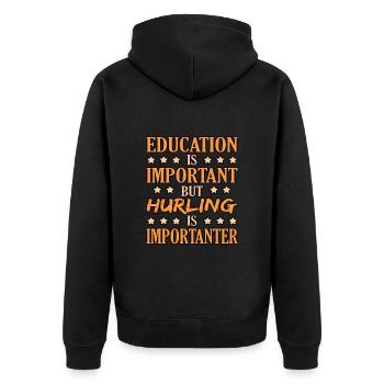 Hurling training - Unisex Premium Organic Zip Hoodie - black - Back - Nico (187cm)