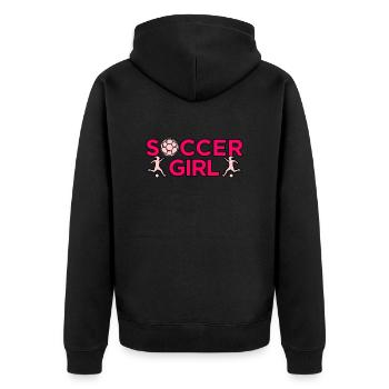 Fille de football Le ballon joue - Veste à capuche bio Premium Unisexe - noir - Dos - Nico (187cm)