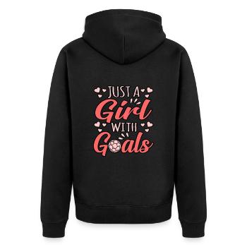 Nur Ein Mädchen Mit Zielen Fußball - Unisex Premium Bio Zip Hoodie - Schwarz - Hinten - Nico (187cm)