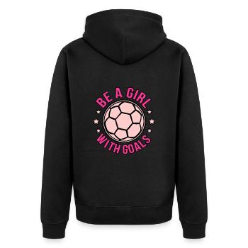 Soyez une fille avec des buts Football - Veste à capuche bio Premium Unisexe - noir - Dos - Nico (187cm)