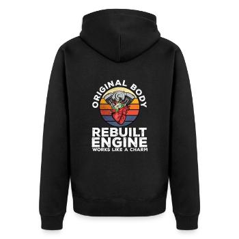 Herz Operation Geschenk - Unisex Premium Bio Zip Hoodie - Schwarz - Hinten - Nico (187cm)