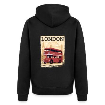 London - Unisex Premium Bio Zip Hoodie - Schwarz - Hinten - Nico (187cm)