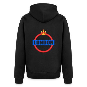 London - Unisex Premium Bio Zip Hoodie - Schwarz - Hinten - Nico (187cm)