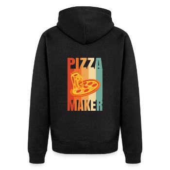 Pizza Maker Macher Pizza Liebe - Unisex Premium Bio Zip Hoodie - Schwarz - Hinten - Nico (187cm)