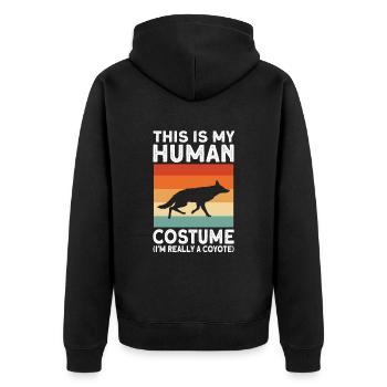 Coyote Hunting Coyote Hunting Gift - Unisex Premium Organic Zip Hoodie - black - Back - Nico (187cm)