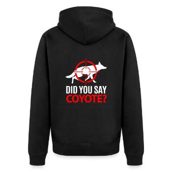 Coyote Hunting Coyote Jagen Geschenk - Unisex Premium Bio Zip Hoodie - Schwarz - Hinten - Nico (187cm)