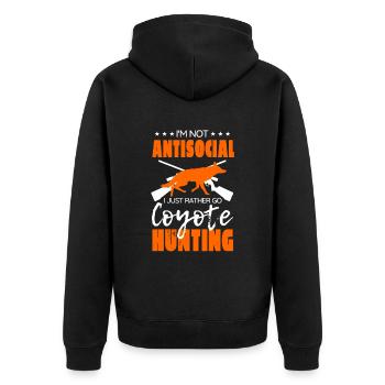 Coyote Hunting Coyote Jagen Geschenk - Unisex Premium Bio Zip Hoodie - Schwarz - Hinten - Nico (187cm)
