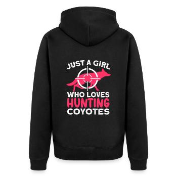 Coyote Hunting Coyote Hunting Gift - Unisex Premium Organic Zip Hoodie - black - Back - Nico (187cm)