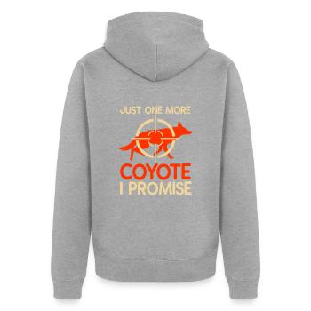 Cadeau de chasse au coyote - Veste à capuche bio Premium Unisexe - gris chiné - Dos - Nico (187cm)