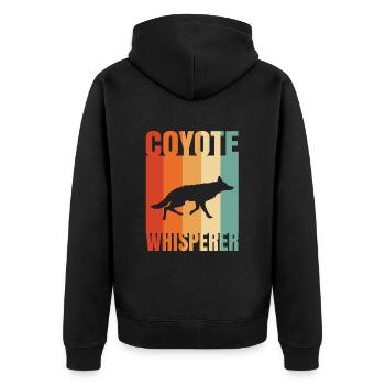 Coyote Hunting Coyote Hunting Gift - Unisex Premium Organic Zip Hoodie - black - Back - Nico (187cm)