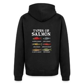 Saumon Saumon Pêche à la salmondine - Veste à capuche bio Premium Unisexe - noir - Dos - Nico (187cm)