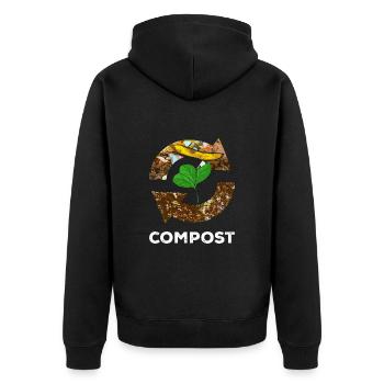 Compost Worms Gift - Unisex Premium Organic Zip Hoodie - black - Back - Nico (187cm)