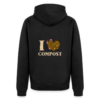 Compost Worms Gift - Unisex Premium Organic Zip Hoodie - black - Back - Nico (187cm)