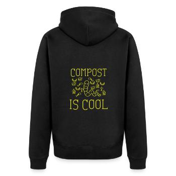 Compost Worms Gift - Unisex Premium Organic Zip Hoodie - black - Back - Nico (187cm)
