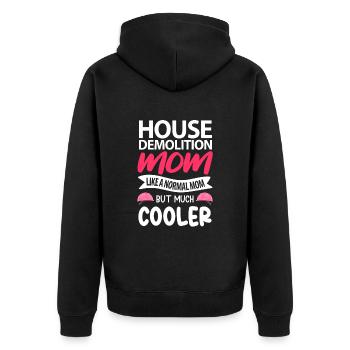 Haus Zerstörung Renovierung Geschenk - Unisex Premium Bio Zip Hoodie - Schwarz - Hinten - Nico (187cm)