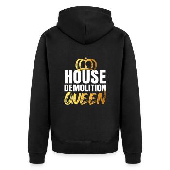 Haus Zerstörung Renovierung Geschenk - Unisex Premium Bio Zip Hoodie - Schwarz - Hinten - Nico (187cm)