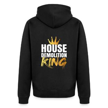 Haus Zerstörung Renovierung Geschenk - Unisex Premium Bio Zip Hoodie - Schwarz - Hinten - Nico (187cm)