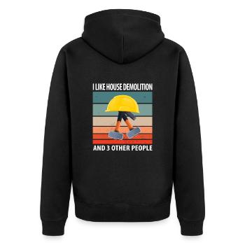 Haus Zerstörung Renovierung Geschenk - Unisex Premium Bio Zip Hoodie - Schwarz - Hinten - Nico (187cm)