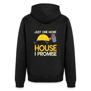 Haus Zerstörung Renovierung Geschenk - Unisex Premium Bio Zip Hoodie - Schwarz - Hinten - Nico (187cm)