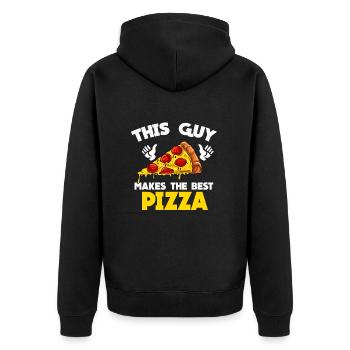 Pizza - Unisex Premium Bio Zip Hoodie - Schwarz - Hinten - Nico (187cm)