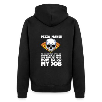 Pizza - Unisex Premium Bio Zip Hoodie - Schwarz - Hinten - Nico (187cm)