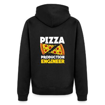 Pizza - Unisex Premium Bio Zip Hoodie - Schwarz - Hinten - Nico (187cm)