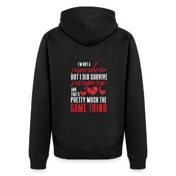 Operation Herz Geschenk - Unisex Premium Bio Zip Hoodie - Schwarz - Hinten - Nico (187cm)