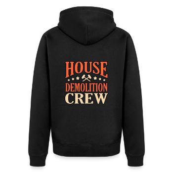 Haus Zerstörung Renovierung Geschenk - Unisex Premium Bio Zip Hoodie - Schwarz - Hinten - Nico (187cm)