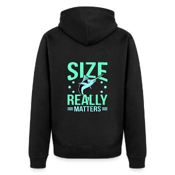 Schwertfisch - Unisex Premium Bio Zip Hoodie - Schwarz - Hinten - Nico (187cm)