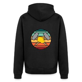 Haus Zerstörung Renovierung Geschenk - Unisex Premium Bio Zip Hoodie - Schwarz - Hinten - Nico (187cm)