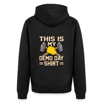 Haus Zerstörung Renovierung Geschenk - Unisex Premium Bio Zip Hoodie - Schwarz - Hinten - Nico (187cm)