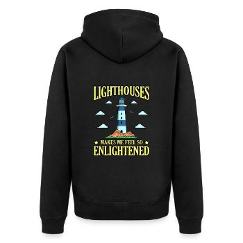Leuchtturm - Unisex Premium Bio Zip Hoodie - Schwarz - Hinten - Nico (187cm)
