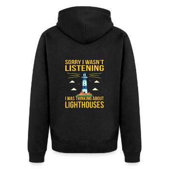 Leuchtturm - Unisex Premium Bio Zip Hoodie - Schwarz - Hinten - Nico (187cm)