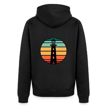 Leuchtturm - Unisex Premium Bio Zip Hoodie - Schwarz - Hinten - Nico (187cm)