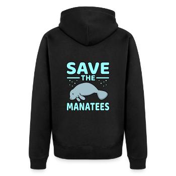 Manatee - Unisex Premium Organic Zip Hoodie - black - Back - Nico (187cm)