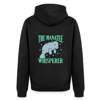 Manatee - Unisex Premium Organic Zip Hoodie - black - Back - Nico (187cm)