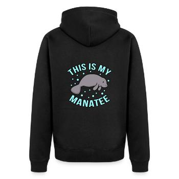Manatee - Unisex Premium Organic Zip Hoodie - black - Back - Nico (187cm)