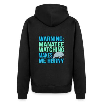 Manatee - Unisex Premium Organic Zip Hoodie - black - Back - Nico (187cm)