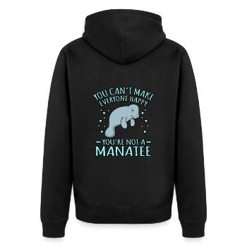Manatee - Unisex Premium Organic Zip Hoodie - black - Back - Nico (187cm)