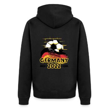 Deutschland Germany 2022 Fußball - Unisex Premium Bio Zip Hoodie - Schwarz - Hinten - Nico (187cm)
