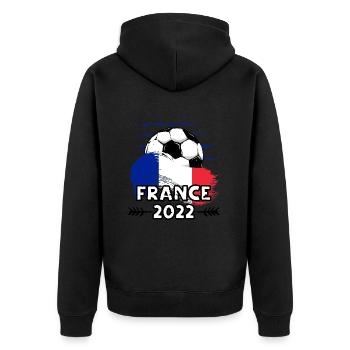 Frankreich France 2022 Fußball - Unisex Premium Bio Zip Hoodie - Schwarz - Hinten - Nico (187cm)