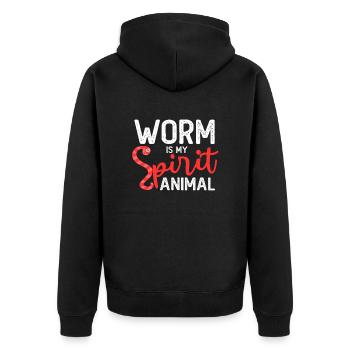 Compost Worms Gift - Unisex Premium Organic Zip Hoodie - black - Back - Nico (187cm)