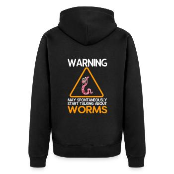 Compost Worms Gift - Unisex Premium Organic Zip Hoodie - black - Back - Nico (187cm)