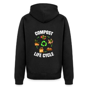 Compost Worms Gift - Unisex Premium Organic Zip Hoodie - black - Back - Nico (187cm)