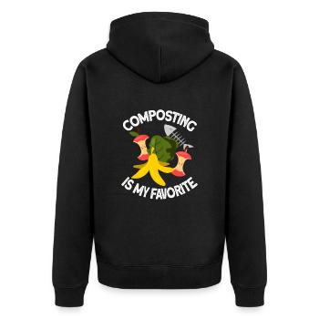 Compost Worms Gift - Unisex Premium Organic Zip Hoodie - black - Back - Nico (187cm)